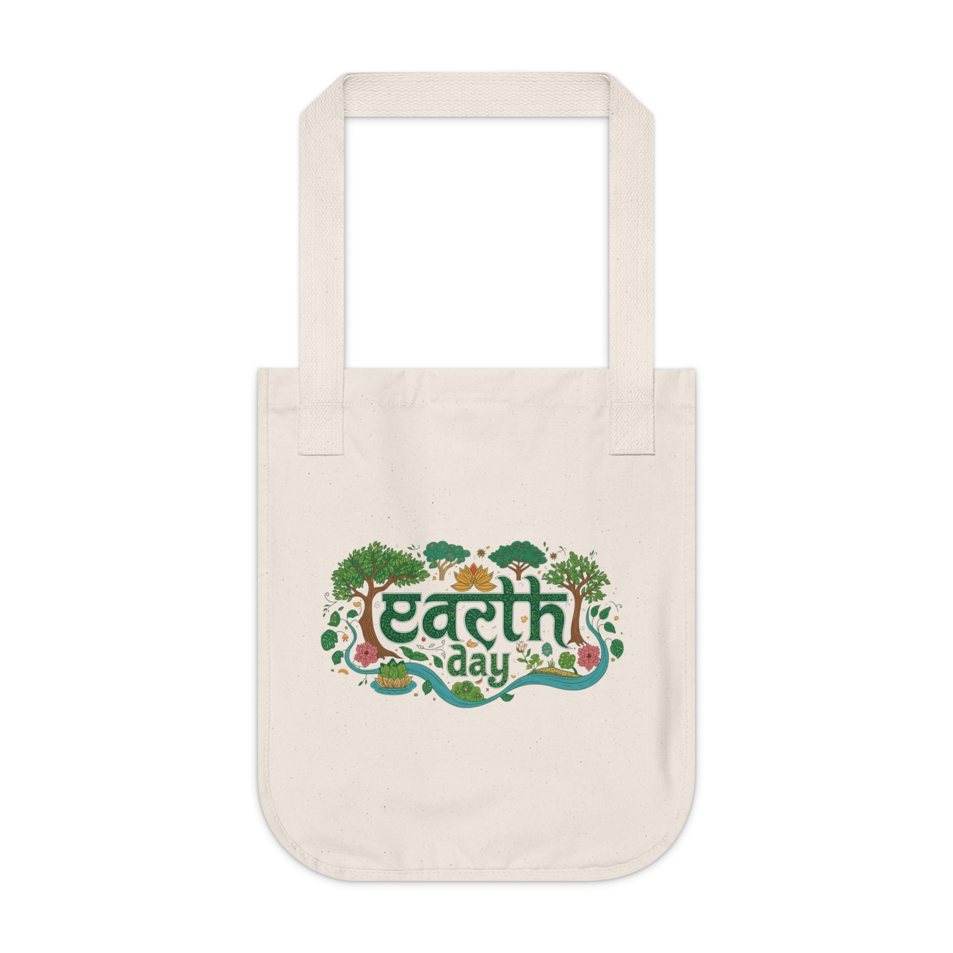 Earth Day Indian Motif Organic Canvas Tote Bag Printify